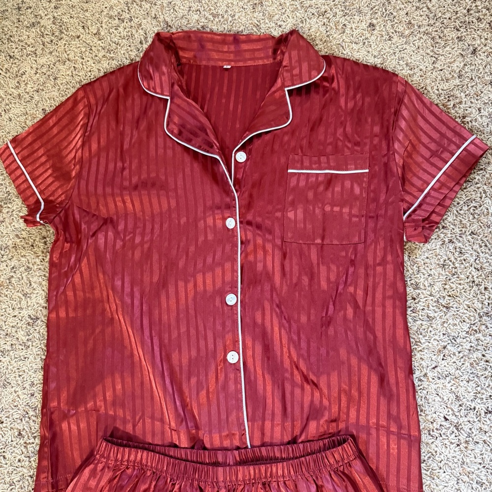 SHEIN Burgundy Pajama Set Large - Picture 2 of 5